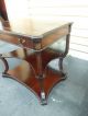 50528 Pair Antique Mahogany 3 Tier Leather Top Tables 1900-1950 photo 2
