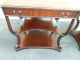 50528 Pair Antique Mahogany 3 Tier Leather Top Tables 1900-1950 photo 3