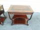 50528 Pair Antique Mahogany 3 Tier Leather Top Tables 1900-1950 photo 7