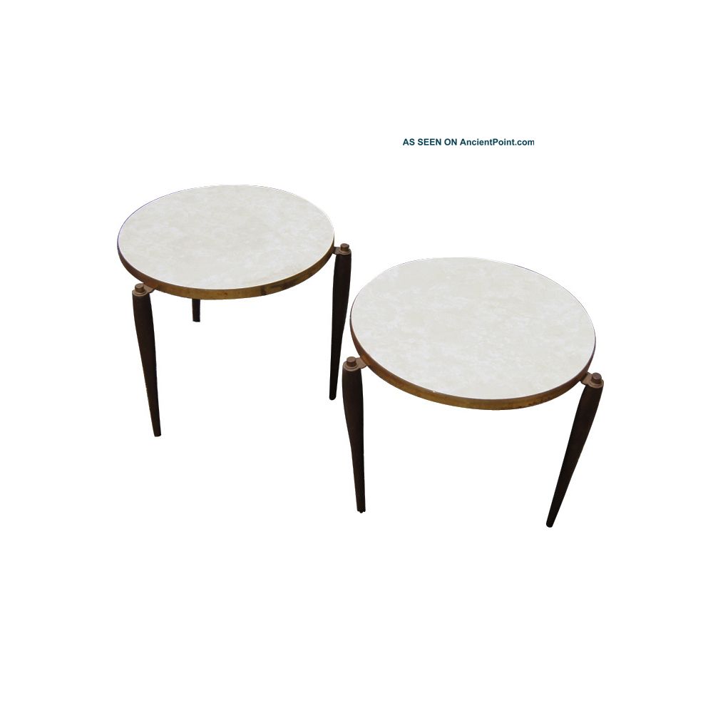 (2) Vintage Mid Century Modern End Tables 1900-1950 photo