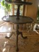 Antique Painted Lazy Waiter Serving Party Doubletray Table 1900-1950 photo 2