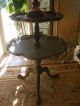 Antique Painted Lazy Waiter Serving Party Doubletray Table 1900-1950 photo 7