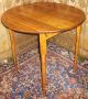Antique Round Folding Sewing Card Serving Table 4 Legs 1900-1950 photo 2