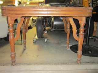 Antique Solid Wood Dinning Table With 2 Leafs photo