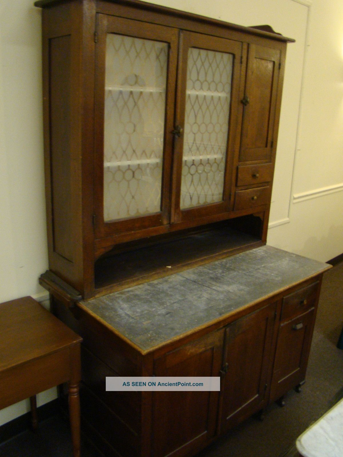 Antique Solid Oak Kitchen Cabinet - The John Koontz Furniture Co In Union City,  In 1900-1950 photo