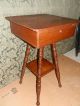 Wonderful Antique Victorian Sewing Stand W/turned Legs And Flip Top 1900-1950 photo 4