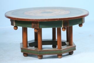 Antique Painted Danish Round Coffee Table Circa 1920 photo