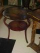 Antique Vernis Martin Hp French Courting Scene Mahogany Tiered Accent Table Old 1900-1950 photo 9