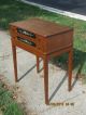 Walnut Spool Cabinet On Stand With Painted Fronts Dovetailed Drawers 1900-1950 photo 2
