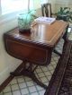 Antique Duncan Phyfe Style Leather Top Drop Leaf Table In Mahogany Circa 1930 - 40 1900-1950 photo 1