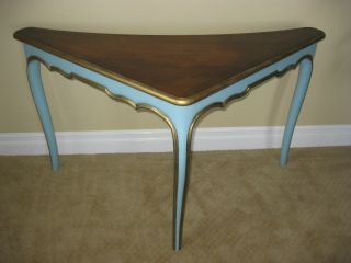 Vintage French Provincial Corner Table Entry Table Turquoise Herman Schlorman photo