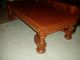 Massive Antique Carved Coffee Table W/2 Drawers And Bun Feet 1900-1950 photo 1