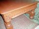 Massive Antique Carved Coffee Table W/2 Drawers And Bun Feet 1900-1950 photo 2