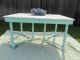 White And Aqua Vintage Dining Table With Leaf 1900-1950 photo 1