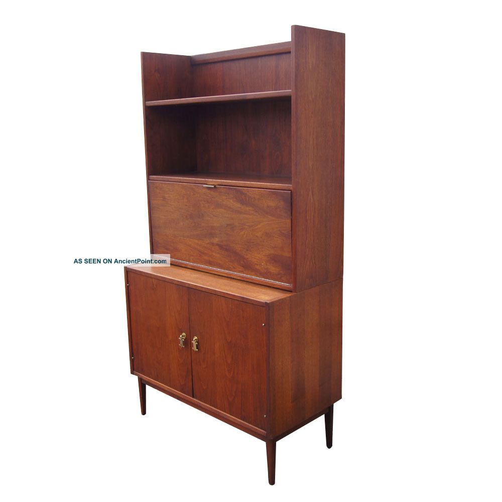 3ft Mid Century Modern Two Tone Wood Desk Cabinet 1900-1950 photo