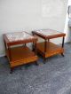 Pair Of Inlaid Marble Top Mahogany Side/night Tables 925 1900-1950 photo 1