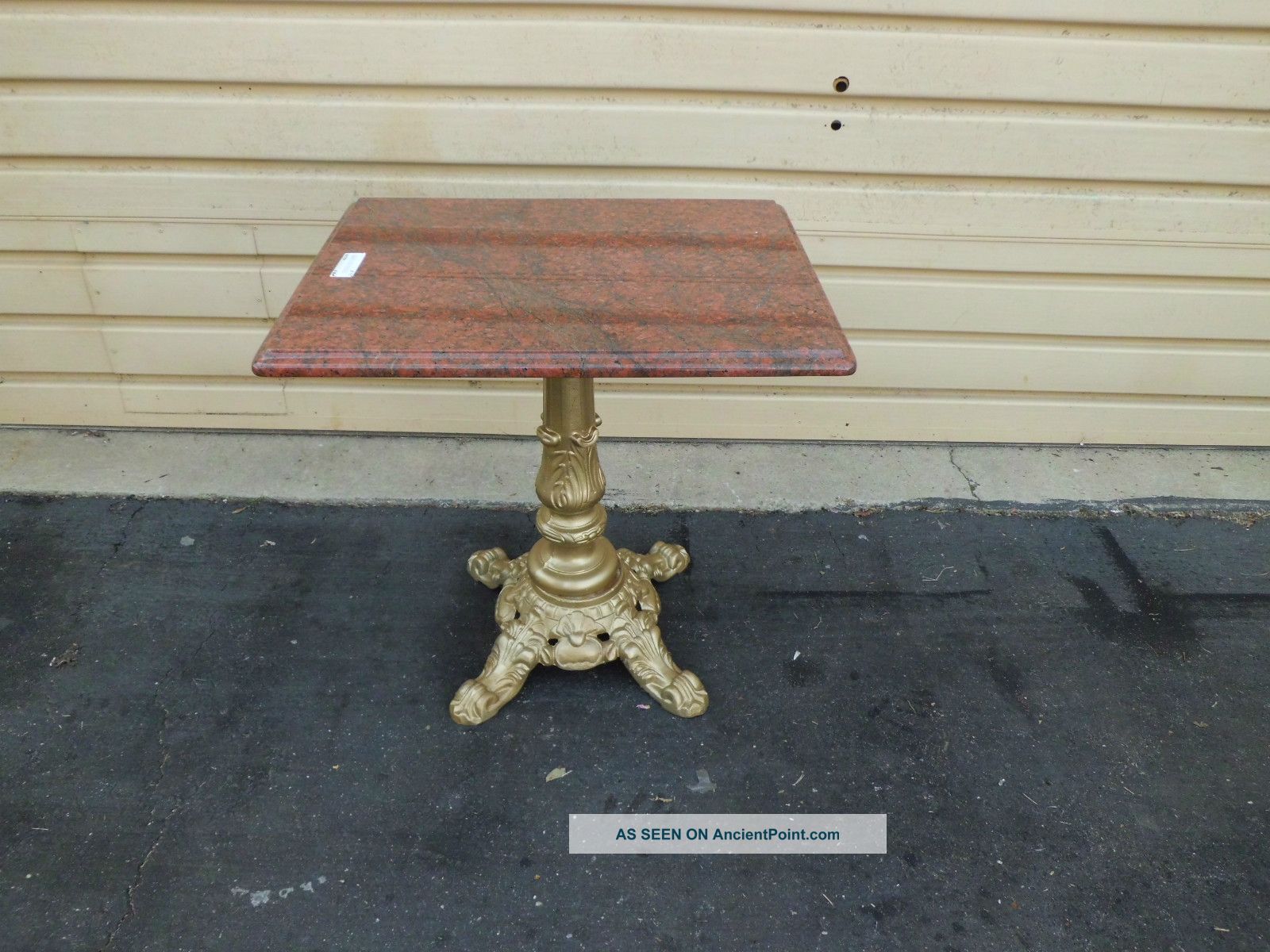 48541 Marble Top Kitchen Table W/ Iron Base 1900-1950 photo
