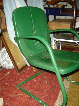 Vintage Metal 50 ' S==green Rocker Chair - Deck - photo