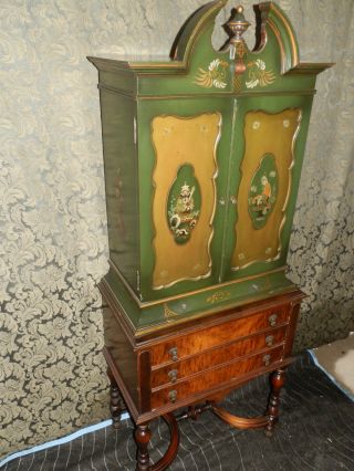 One Of A Kind Antique Asian Influenced Victorian Cabinet 