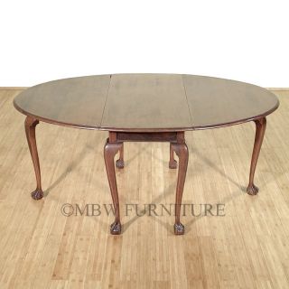 Antique Solid Mahogany Chippendale 6ft Dropleaf Oval Dining Table C1920 P103 photo