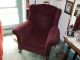Marroon Antique Chair With Wood Trim 1900-1950 photo 2