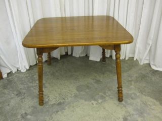 Antique Square Country Table Dark Oak W Leaf Xclnt Cond photo