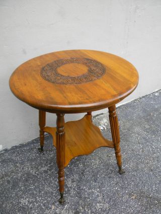 Victorian Hand Carved Round Side Table 1236 photo