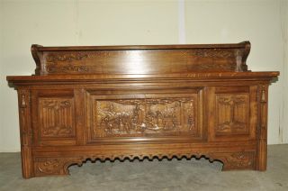 French Gothic Server In Oak Excellent Carved Art photo