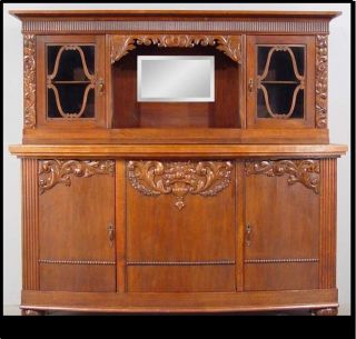 Antique Old World Bar Credenza Sideboard China Cabinet Furniture photo