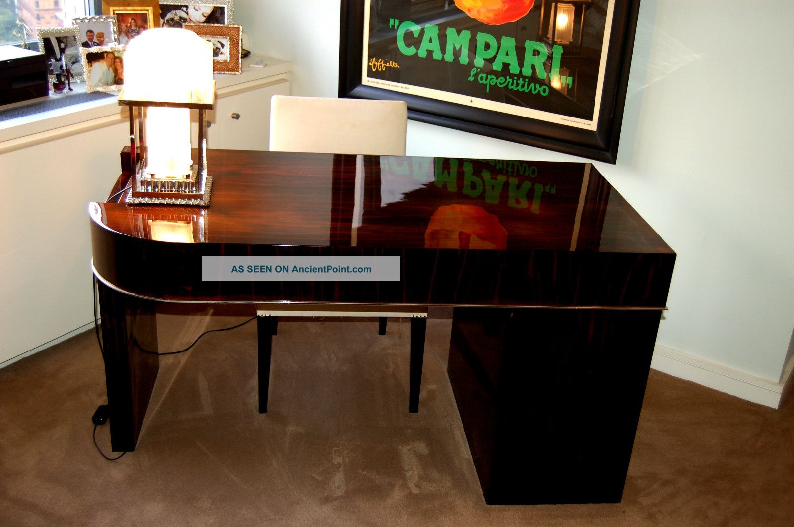 Art Deco Stunning Mint Museum Quality 1930 Makassar Ebony French Desk And Chair 1900-1950 photo