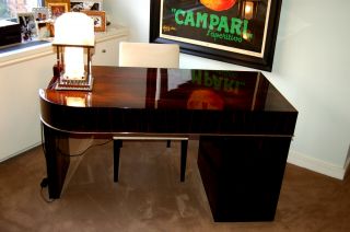 Art Deco Stunning Mint Museum Quality 1930 Makassar Ebony French Desk And Chair photo