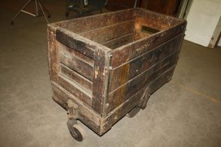 Terrific Antique Wooden Crate Cart - Makes Great Table Or Display Cart photo