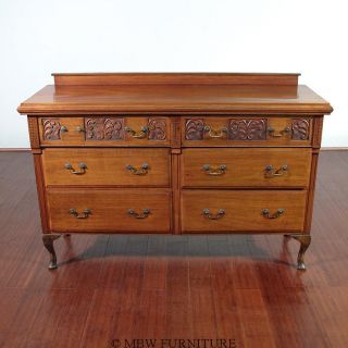 Antique English Mahogany Queen Anne Buffet Sideboard Server C1900 X23 photo