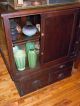 Antique Oak/glass Display Showcase W/ Drawers/storage/mirror Rare Small Size Htf 1900-1950 photo 2