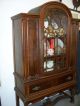 American Antique Bonnet Top China Cabinet Glass Front - Fine Solid Walnut Wood 1900-1950 photo 1