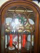 American Antique Bonnet Top China Cabinet Glass Front - Fine Solid Walnut Wood 1900-1950 photo 5