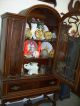 American Antique Bonnet Top China Cabinet Glass Front - Fine Solid Walnut Wood 1900-1950 photo 6
