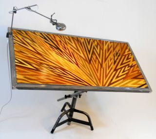 Mosaic Drafting Table Computer Drawing Desk Task Lamp Vtg Industrial Style Lamp photo