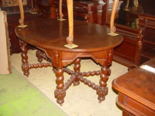 French Carved Oak Barley Twist Dining Room Table 06be162 photo