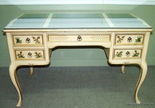 6003: Sligh Furniture Artist Signed French Writing Desk With Leather Top photo
