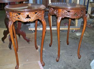 Best Pair Antique Carved Oval Walnut Tables photo