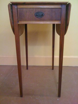 Elegant,  Delicate,  Small Mahogany Drop - Leaf Hall Table With Drawer photo