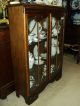 Vintage Art Deco Solid English Oak China Curio Display Cabinet Bookcase 1900-1950 photo 11
