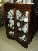 Vintage Art Deco Solid English Oak China Curio Display Cabinet Bookcase 1900-1950 photo 1