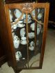 Vintage Art Deco Solid English Oak China Curio Display Cabinet Bookcase 1900-1950 photo 8