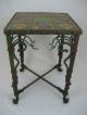 Arts & Crafts 9 Tile Raven Table With Organic Wrought Iron 1900-1950 photo 2