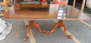 Mahogany Dining Table Carved Double Pedestal Ball Claw photo