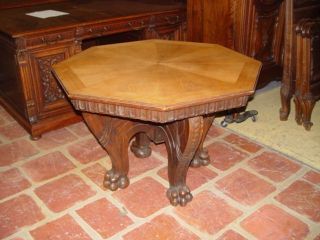 German Antique Carved Oak Center Table 07bl040b photo