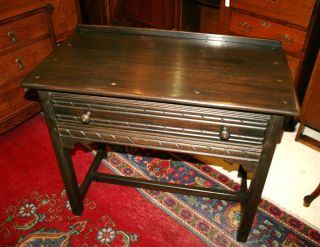 Splendid English Antique Stamped Hall Table.  Made From Oak. photo