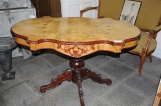 Victorian Occasional Table Maple Burl Wood photo